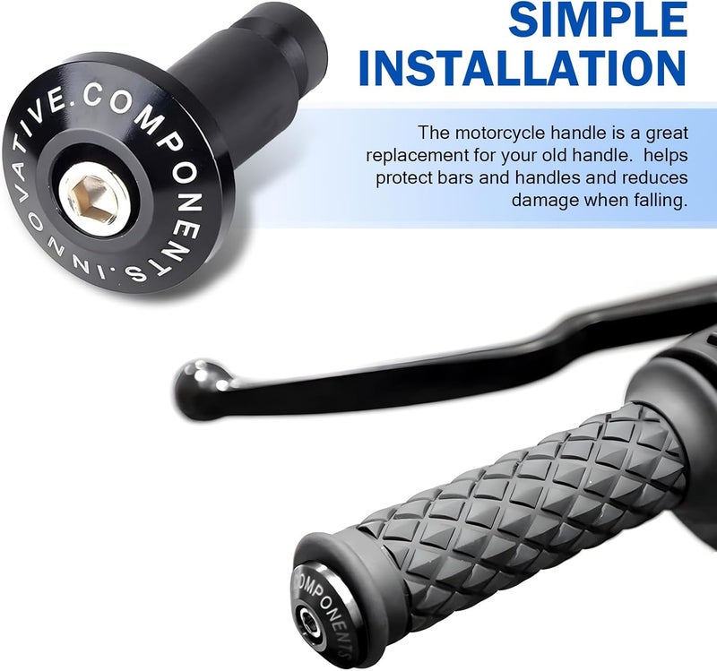 pinflaw Pack of 2 Motorcycle Handle Plug Accessories, Handlebar Grip Plugs, 7/8" Modified Handlebar Plug, Universal for Motorcycles (Black) - Image 5